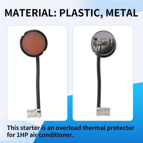 Plastic Compressor Thermal Overload Protector for 1HP Air Conditioner with Wire Black 2