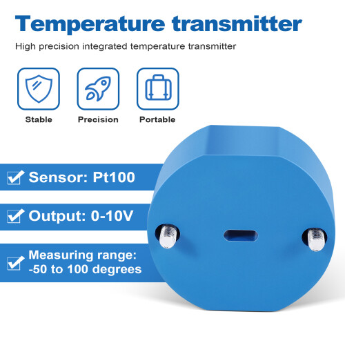 RTD PT100 Temperature Transmitter DC24V Minus 50 ~ 100 degree Output 0-10V 2