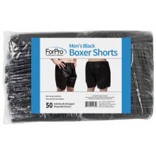 ForPro Herren Boxershorts, Einwegshorts für Massage, Bräunung, Wachsen und medizinische Dienste, Schwarz, 50 Stück