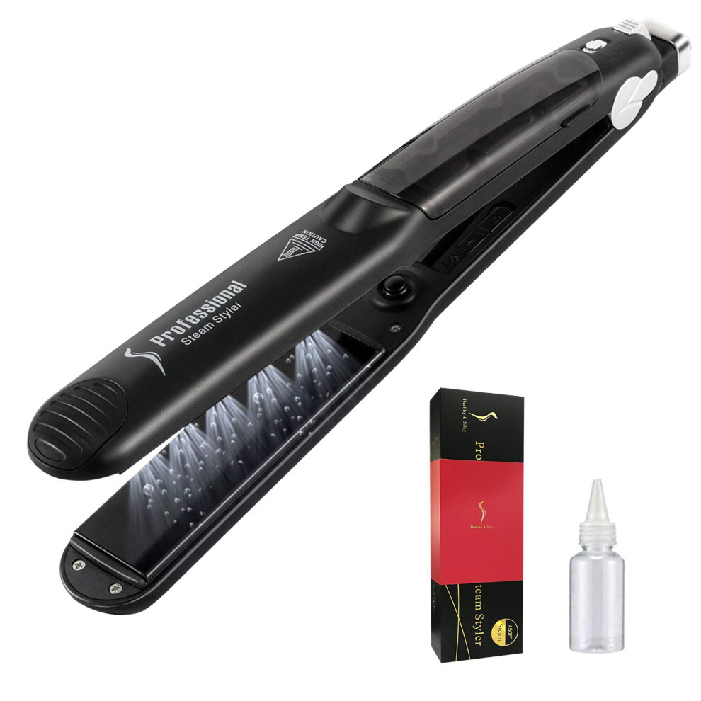 Dorisilk Steam Straightener For Hair, Professional Steam Flat Iron Salon Ceramic Tourmaline Vapor Steam Ionic Straightening Iron 2 In 1 Hair Straighte