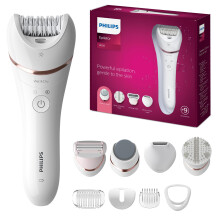 Philips Epilateur Beauté Série 8000 5 en 1 pour Femmes, Rasoir, Tondeuse, Pédicure + 9 Accessoires, BRE740/14