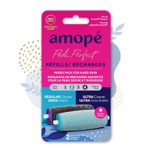Amope Pedi Perfect Electric Callus Remover Foot File Roller Head Refills, with Diamond Crystals, Removes Hard & Dead Skin, Mixed Pack for Hard Skin, 1