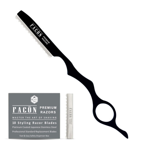 Facón Professioneller Haarstyling Thinning Texturizing Schneide Faether Razor + 10 Ersatzklingen