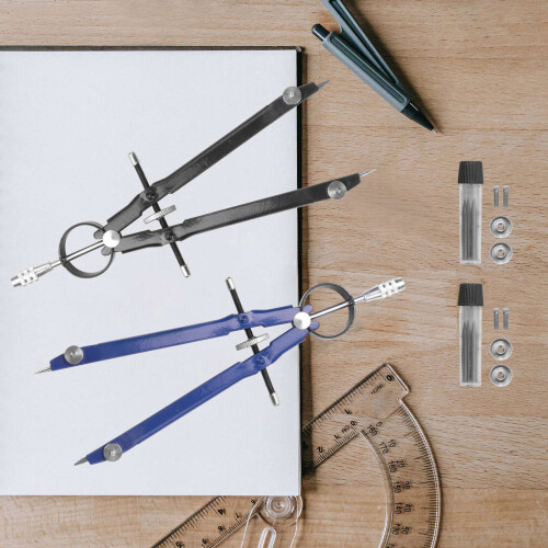 Professional Compass with Lock, Compass for Geometry, 6inch Spring Bow Compass, Precision Compass Math, Drafting Compass, Compass Drawing (2 Pack) 2