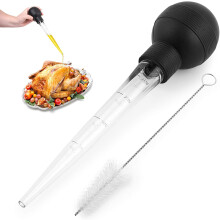 Jeringa para rociar pavo de calidad profesional, libre de BPA, de 29,7 cm con líneas de medición – Jeringa de succión para rociar carne jugosa,