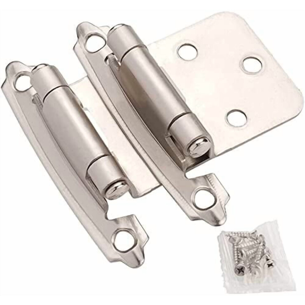 Brushed Nickel Cabinet Hinges 1/2" Overlay 10 Pair 9401284021827