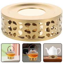 1Pcs Golden Round Hollow Teapot Warmer Stainless Steel Glass Heating Tea Preservation For Home Office Hotel