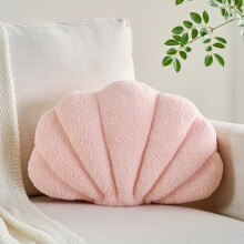 Shell Pillow – Light Pink Seashell Decorative Throw Pillow, 13x10 Inch Coastal Beach Theme Cushion for Bed, Sofa, Living Room Decor
