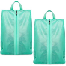Shoe Bags for Travel,2 Set Shoe Bag for Storage in Closet,Transparent Shoe Packing Organizers with YKK Zipper (L 17"x10"x5", Turquoise 2pcs)