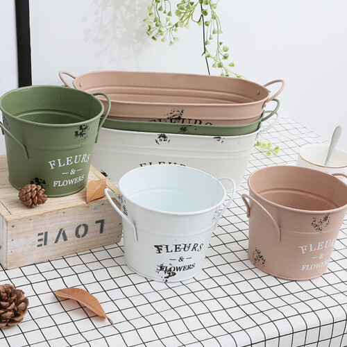 Vaso de plantas galvanizado rosa, 13x4,1 polegadas, pacote com 1 unidade 2
