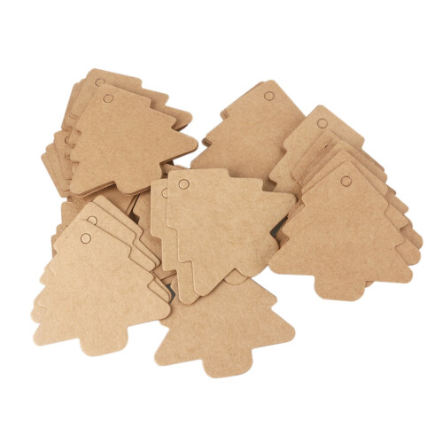 50 Pcs Christmas Tree Hang Tag Xmas Tags Brown Parcel Label 2