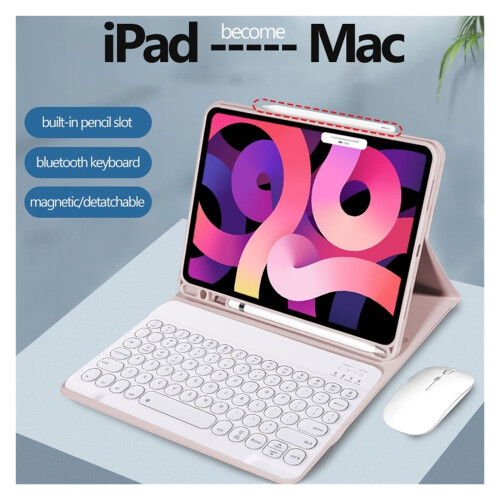 Étui clavier rétro rétro avec souris pour iPad 10.2 2