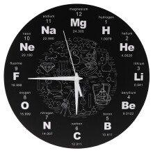 Periodic Table of Elements Wall Art Chemical Symbols Wall Clock Educational ElementaL Display Classroom Clock Teacher's Gift Black