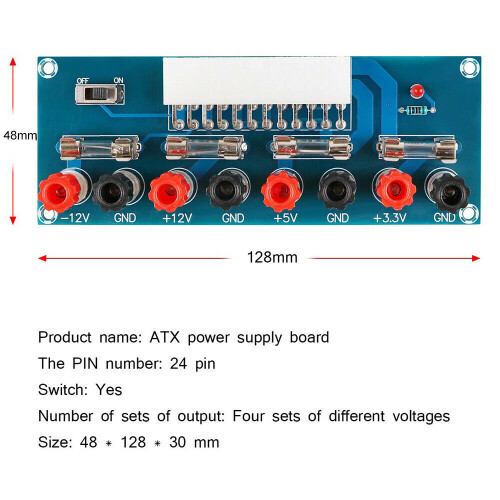 24 Pins Atx Benchtop Board Computer Pc Power Supply Breakout Adapter Module 2