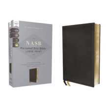 NASB Personal Size Bible Large Print Genuine Leather Calfskin Black Re