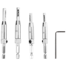 Center Drill Bit Set 5 PCS Self Centering Hinge Tapper Core Drill Bit Set for Woodworking, Door Window Drill Bits