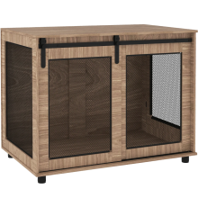 PawHut Dog Crate Furniture w/ Sliding Door, for Medium Dogs, Brown
