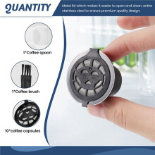 10 Pcs Reusable Refillable Coffee Capsule Filters for with Spoon Brush Kitchen Accessories Coffee Filter Black
