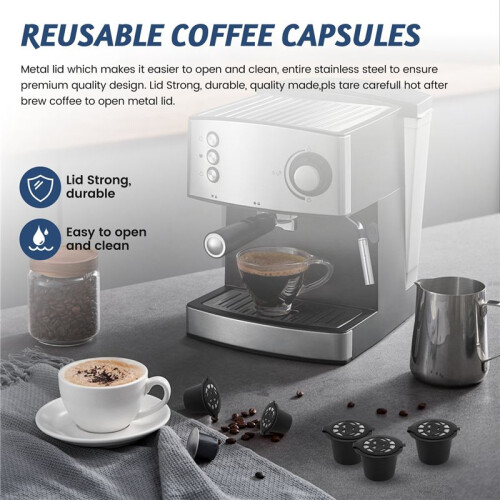 10 Pcs Reusable Refillable Coffee Capsule Filters for  with Spoon Brush Kitchen Accessories Coffee Filter Black 2