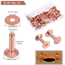 50 Sets of Copper Rivets and Burrs,Leather Belt Wallets, Leather Copper Rivets, Leather DIY Supplies (9/16 Inches)