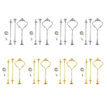 8 Sets 3 Tier Crown Cake Plate Stand Fittings Hardware Holder Keukengadgets voor Bruiloft en Feest - Zilver en Goud