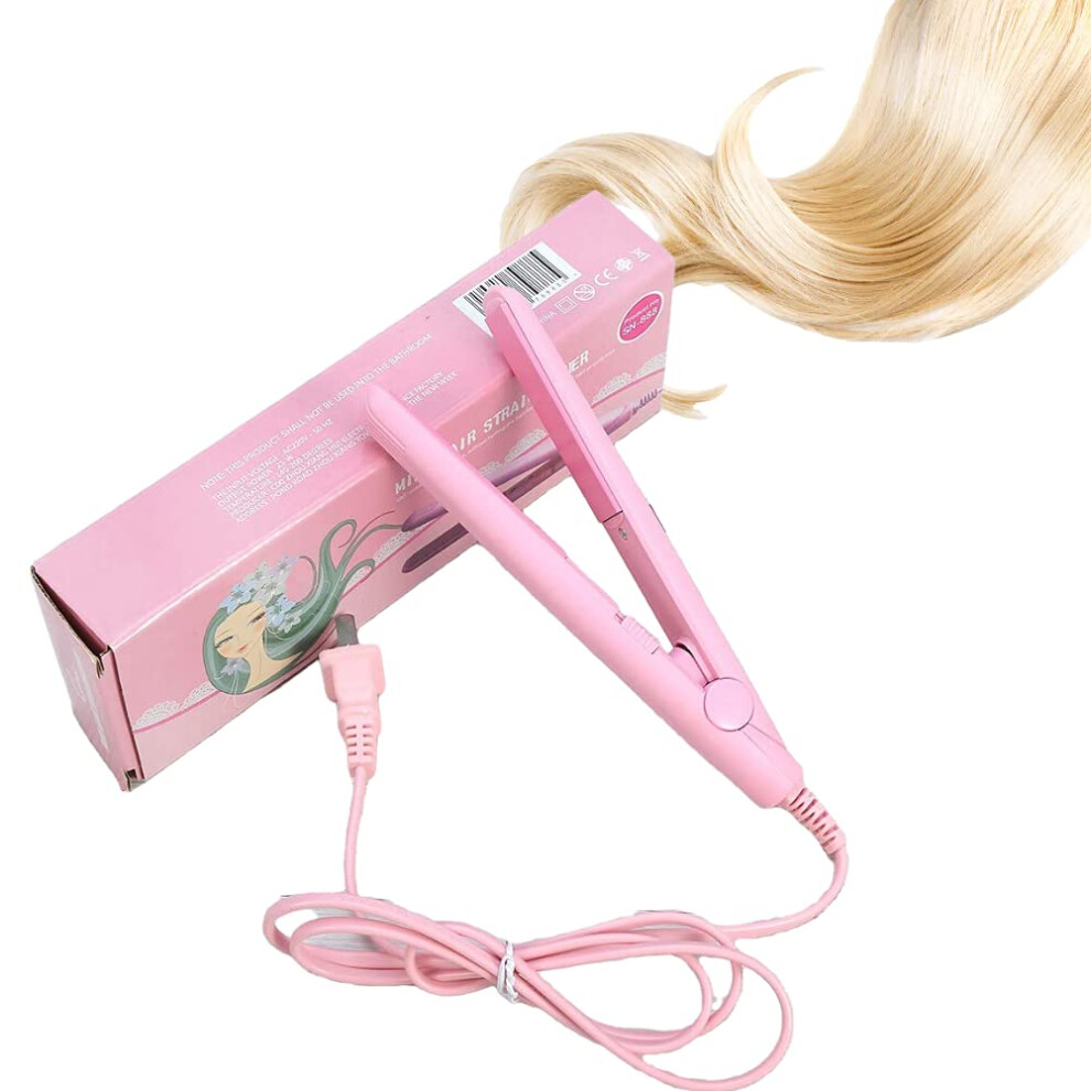 Tmishion Mini Hair Straightener, 2 In 1 Portable Ceramic Tourmaline Flat Iron Heating Curler For Curling Straighten Bang, Wavy Hair, Short Hair Hair Tools Hair