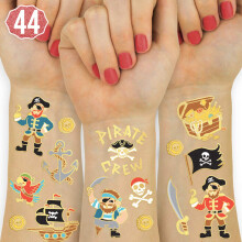 xo, Fetti Piraten Partyzubehör Temporäre Tattoos - 44 Glitzer Designs | Nautische Geburtstagsfeier, Totenkopf, Schatz