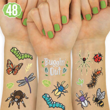 Tatuajes Temporales xo, Fetti Bug - 48 Estilos Brillantes | Decoración Fiesta Insectos Cumpleaños