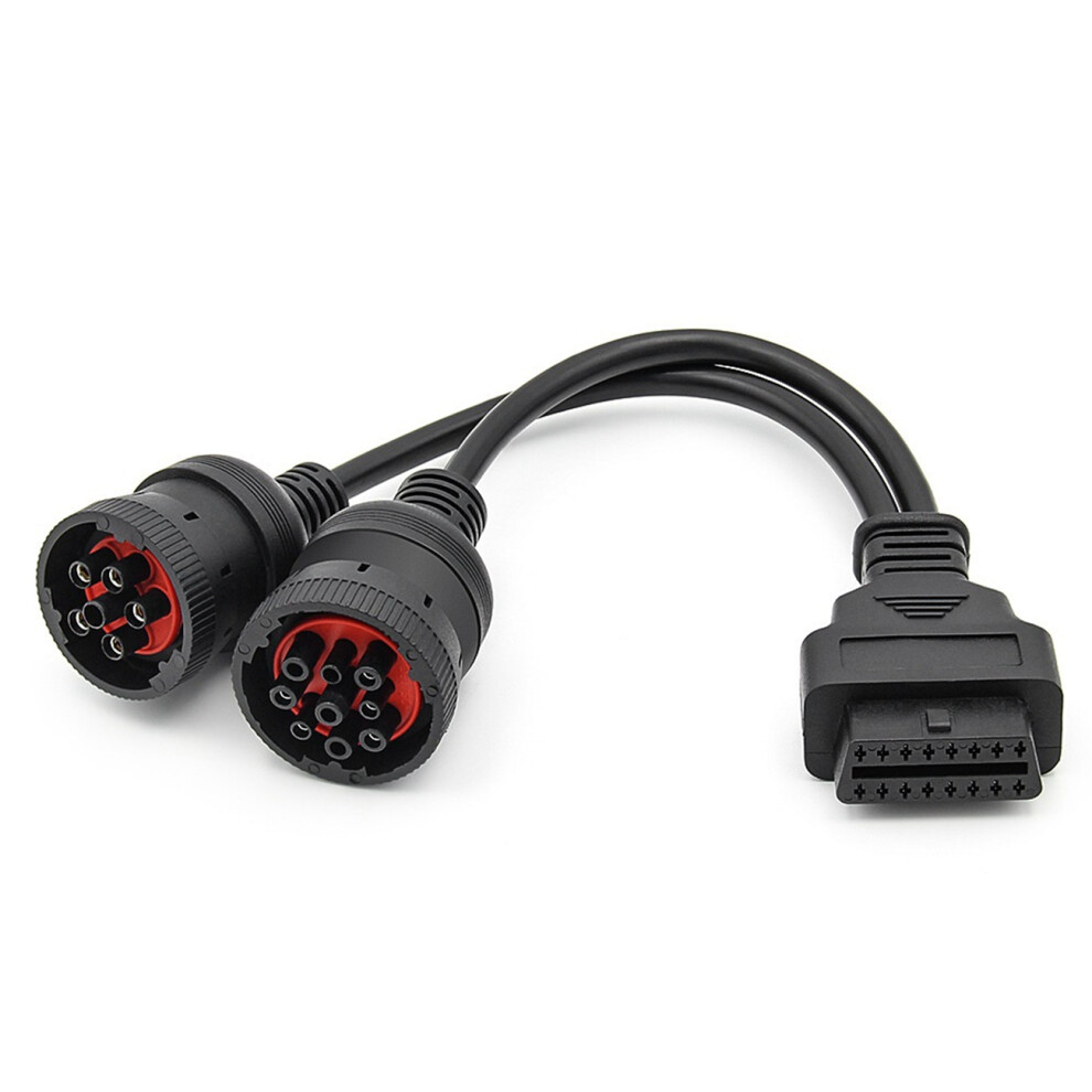 Car Truck Y Cable Obd Obd2 16Pin Female To J1708 6Pin/ J1939 9Pin Obdii Y Cable Diagnostic Adapter Cable 6032199786285