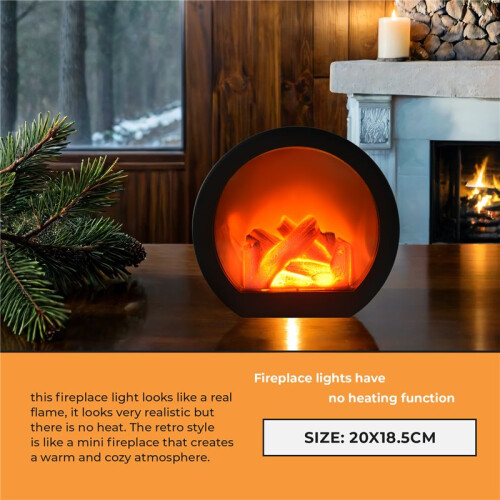 Flameless LED Fireplace Lantern Simulation LED Table Fireplace LED Lantern with Realistic Flame Simulation Decorative 2