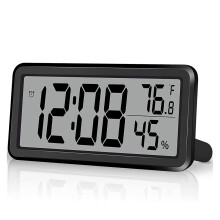 Digital Alarm Clock,Desk Clock,Battery Operated LCD Electronic Clock Decorations for Bedroom Kitchen Office - Black