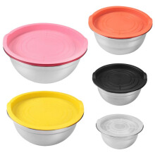 Mixing Bowl with Lid Set of 5, Stainless Steel Nesting Salad Bowl Set for Prepping, Mixing and Serving