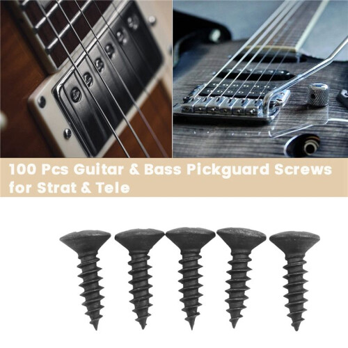 Viti per Battipenna per Chitarra e Basso da 100 Pezzi per Stratocaster e Tele, Nere 2