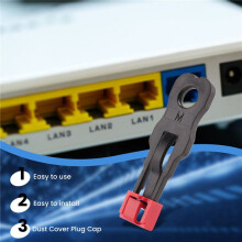 100Pcs Red RJ45 Port Ethernet LAN Hub Anti Dust Cover Plug Cap Blockout Protector with Proprietary Lock and Key