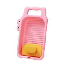 Washboard Basin Mini Laundry Board Non Slip Lightweight Portable for Dorm or Travel, Pink
