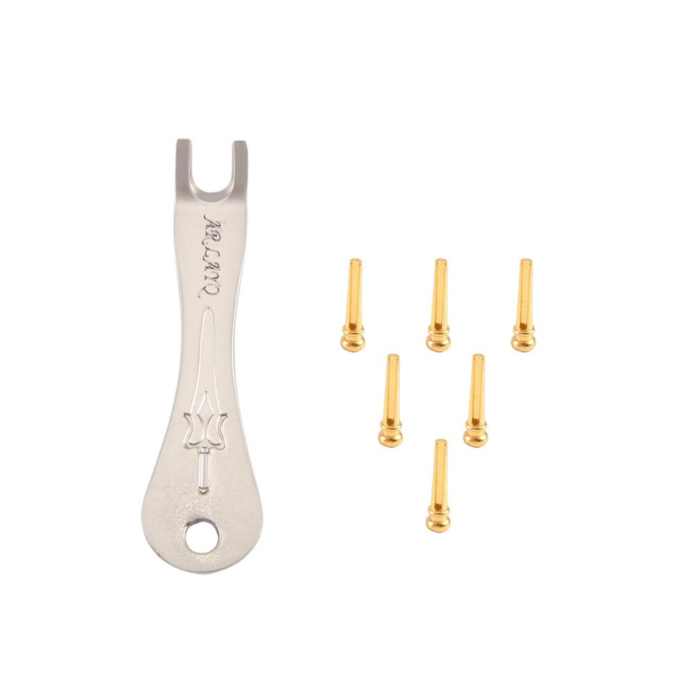 Guitar Bridge Pins 6Pcs Brass Endpin For Acoustic Guitar With Guitar Bridge Pin Puller 6033932605887
