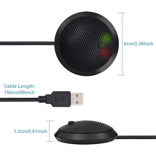 Conference USB Microphone,Omnidirectional Condenser PC Microphone with Mute Button LED Indicator,Plug&,for Game,Etc 1