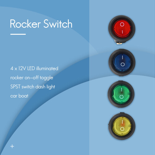 4 X 12V LED Illuminated Rocker -Off Toggle SPST  Dash Light Car Boat 1