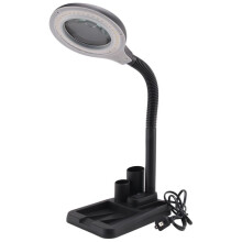 LED Magnifying Lamp 5X 10X Magnifier with Light Table and Desk Lamp Floor Stand Adjustable Magnifying Magnifier Glass for Reading, Repairing (Black)