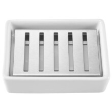 Ceramic Soap Dish Stainless Steel Soap Holder For Bathroom And Shower Double Layer Draining Soap Box
