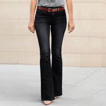 Dámské džíny Boot Cut, Dámské džíny Micro Flare, Střední pas, Černé