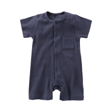 Babykleding voor jongens, rompertjes voor pasgeborenen, effen jumpsuit met ronde hals en korte mouwen voor peuters, ademend zomerjasje met buidel en