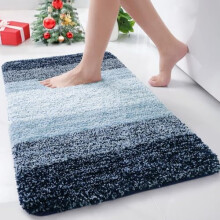 Tapete de banho felpudo de microfibra, retangular, azul escuro, 76 x 43 cm (30 x 17 polegadas)