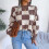 Damen-Strickpullover mit kariertem Weihnachtsmotiv, langärmelig 3