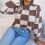 Damen-Strickpullover mit kariertem Weihnachtsmotiv, langärmelig 4
