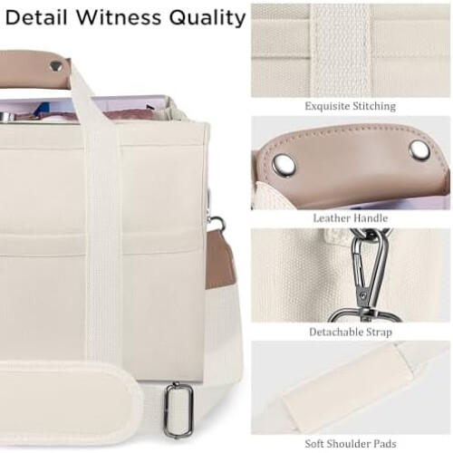 Bolsa de lona feminina com vários bolsos e 2