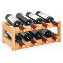 Wine Rack, 2-Tier Bamboo Wine Racks Countertop Cabinet Wine Holder Wine Storage Shelf for Pantry Kitchen Bar, Natural
