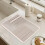 Beige striped diatomite drying mat 15.7x11.8 in 5