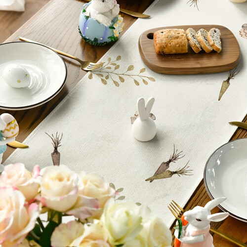 Chemin de table Lapin de Pâques 108 x 13 pouces kaki 2