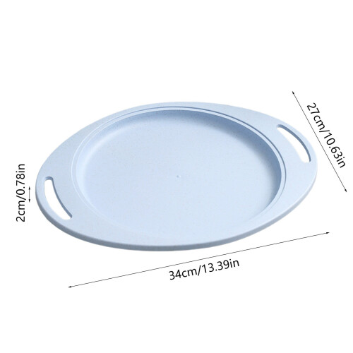 Oval Dinner Plates Lightweight Plastic 13.4*10.6 In Plastic Plates Multi-Functional With A Handle Stackable Blue Plates 2